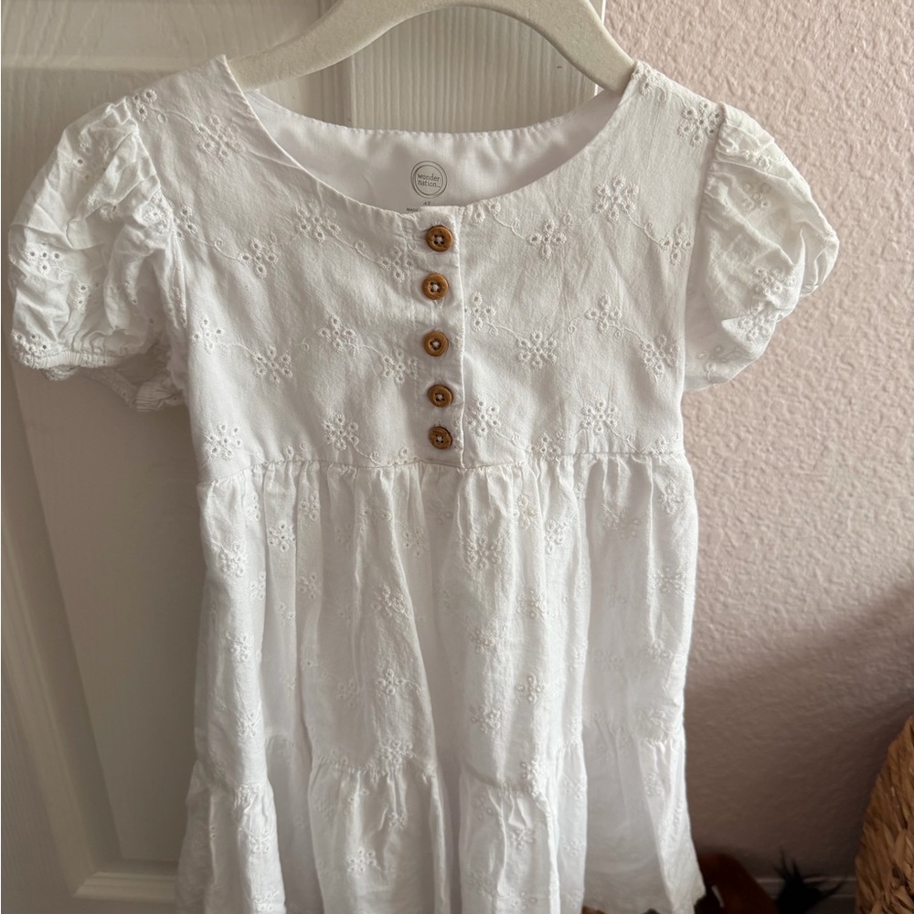 Wonder Nation White Eyelet Dress with Button Accents